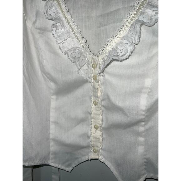 Vintage 70s Jessica’s Gunnies Victorian Blouse – Ivory Cotton, Lace & Ribbon - Picture 3 of 8